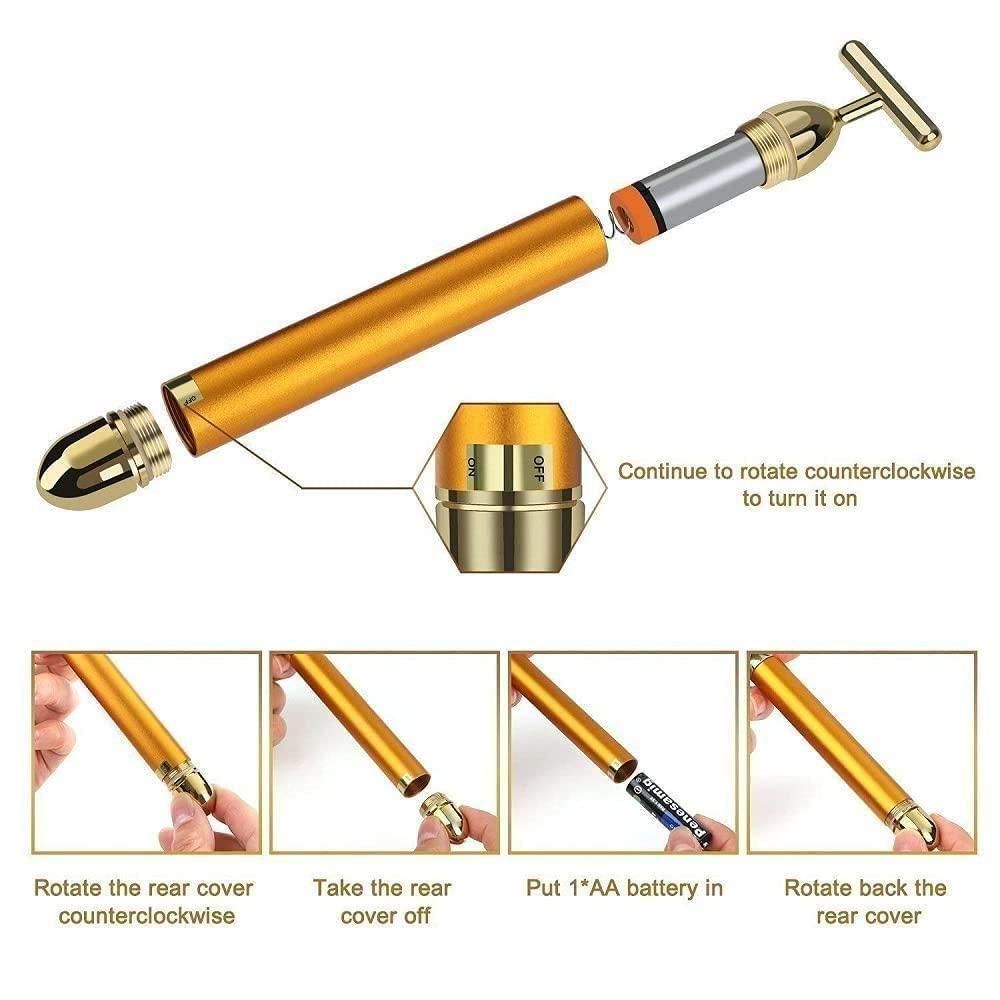 24K Gold Energy T-Bar Face Massager