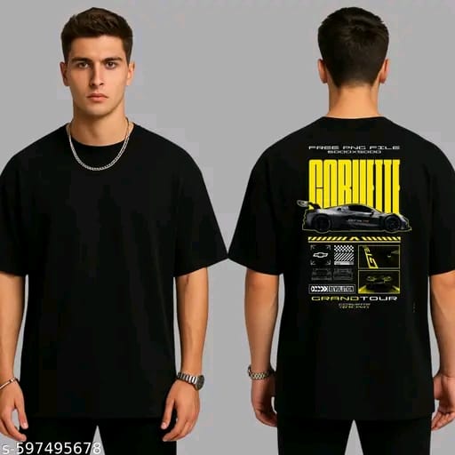 Oversized Graphic T-Shirt for Men | Streetwear Cotton Blend Black Printed Tee | Casual Baggy Fit Top