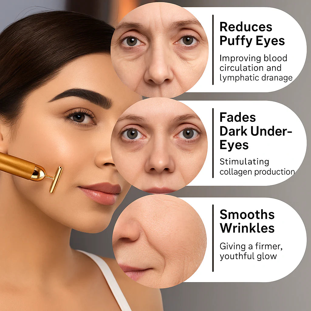 24K Gold Energy T-Bar Face Massager